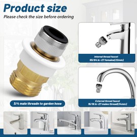 Dishwasher Snap Coupling Adapters, Faucet Adapter for Portable Washer Compatible with Danco 10521 Brass, Hose Adapter for Sink Faucet with Aerators 15/16''-27M or 55/64''-27F x 3/4'' GHTM