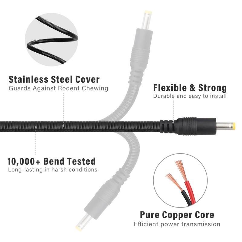 KSK 98-inch (2 Pack) Chew Proof Trail Camera Power Cord