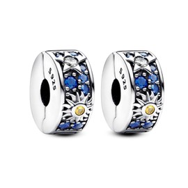 Annmors Stopper 925 Sterling Silver Clips for Bracelets Necklace Rose Gold Pink Sparkling Clips Beads with 5A Cubic Zirconia, Christmas, Valentine's Day, Mother's Day, Gift Tag for Women Girls,