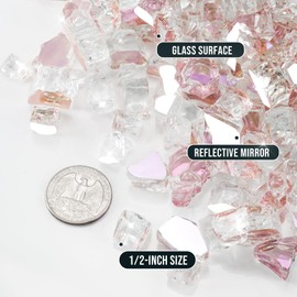 Skyflame 10-Pound Fire Glass for Fireplace Fire Pit and Landscaping, 1/2-Inch Rose Gold Reflective
