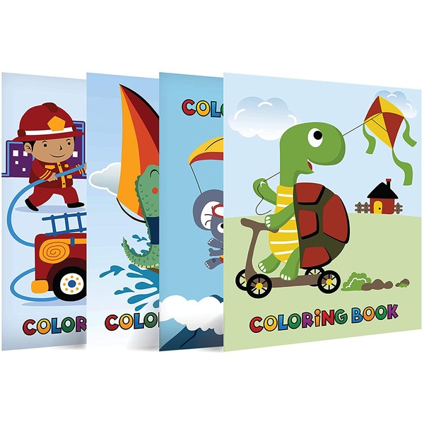 Neliblu Epic Coloring Books for Kids - Pack of 4 - 8"x 11" Coloring Books with Animated Cartoons in Favorite Character Figures Children Love - at Home Fun Or On The Go Entertainment
