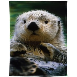 HommomH 50"x60" Otter Blanket Animal Print Blankets Soft Warm Plush Fleece Throw Otter Gifts for Otter Lovers