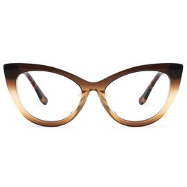 Zeelool Stylish Cat Eye Glasses Frame for Women with Non-prescription Clear Lens ZJGA357815-03 Dark-brown