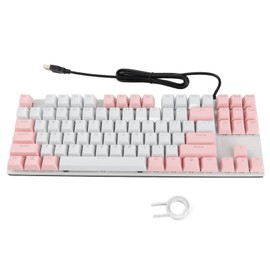 Mechanical Keyboard 87 Keys Blue Switch Ergonomic Multicolor Backlight Design Gaming Keyboard for Gamers Typists Pink White