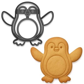Mighty Gadget Cute Penguin Cookie Cutter & Stamp – 4x3.33" (Random Color)