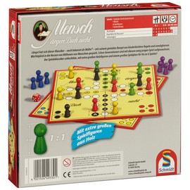 Schmidt Spiele 49330 Classic Line, "Mensch ärgere Dich nicht", with Extra Large Wooden Toy Figures, FFP, Multi-Coloured