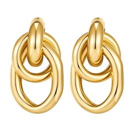 Chunky Gold Earrings for Women Trendy Geometric Earrings Jewelry Gift for Women Gold Knot Dangle Earrings Christmas Birthday Earrings Gifts for Women