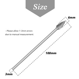 Mesee 10 Pieces Tungsten Carbide Rotary Burrs, Long Reach Double Cut Long Rotating Burr Set with 3mm Shank Files Rasp Twist Drill Bit Polishing Tool Accessory for Rotary Tools, 100mm Length