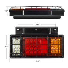 LIMICAR 2PCS 40 LED Trailer Tail Lights Kit with Iron Net Protection Turn Signal Brake Reverse Running Lights, LED Trailer Lights for Isuzu NPR NPR-HD NRR NQR NKR NHR FSR FRR Truck