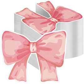 Janlaugh 100 Pcs Pink Bow Paper Napkins Bowknot Shaped Coquette Bow Napkins for Coquette Party Supplies Bachelorette Decorations Bridal Engagement Baby Shower Tea Party