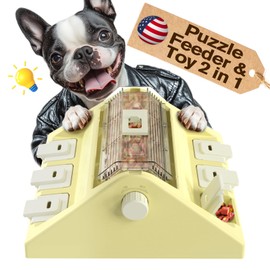 KADTC Dog Puzzle Toy for Small/Medium Dogs Mind Game Puppy Self Play Spinning N' Eat Food Capacity 14oz Adjustable Slow Feeder Treat Dispensing Interactive Boredom Brain Mental Stimulation Games