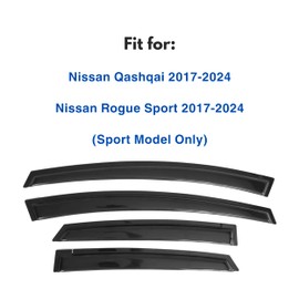 IG Window Visor for Nissan Qashqai 2017-2024 & Rogue Sport 2017-2024, Rain Guard Tape-On Sun Wind Side Vent Window Deflector, 2018 2019 2020 2021 2022 2023 (Sport Model Only)