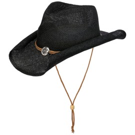 Lipodo Vescadosa Western Straw Hat Summer Men Women, black, M