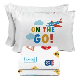 Sunny Side Up On The Go Full Sheet Set - 4 Piece Kids Bedding Set Includes Pillow Cover - Super Soft Vehicles Microfiber Sheets