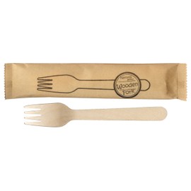 Kyushu Shiko WF-002 Craft Complete Wood Fork Paper Packaging 100 Pieces Wooden Individual Packaging Disposable Eco Cafe Outdoor Hospitality