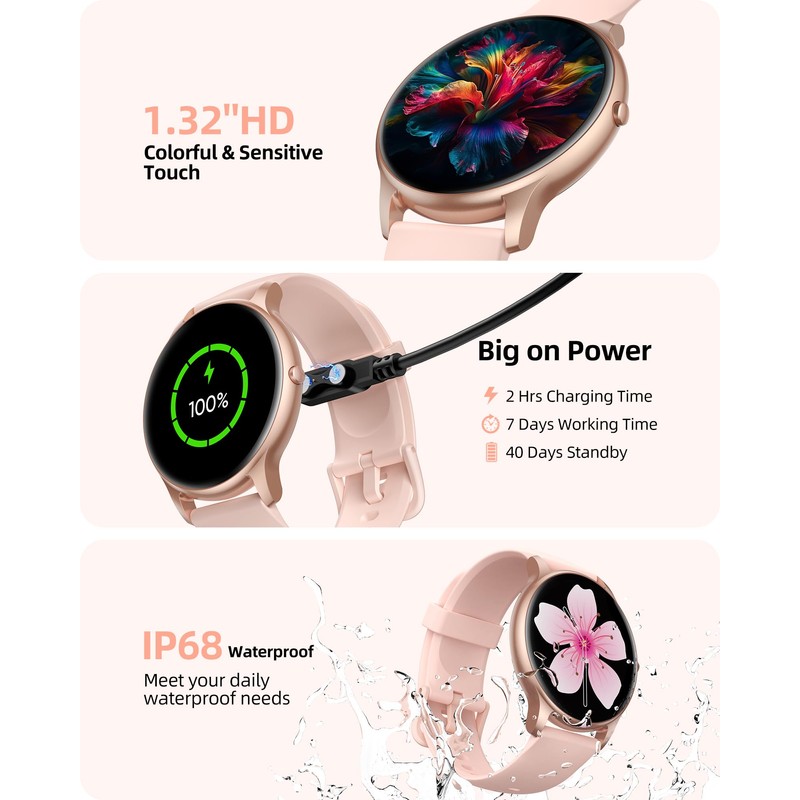 Parsonver Reloj inteligente para mujer, responde/realiza llamadas, pantalla táctil HD