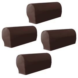 Bestenrose Armrest Cover Waterproof PU Leather Chair Arm Covers Stretch Armchair Couch Arm Rest Cover Sofa Couch Armrest Protector Set Of 4 Deep Coffee