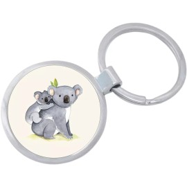 Watercolor Koalas Keychain - Includes 1.25 Inch Loop for Keys or Backpack