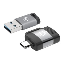 Manhattan 2 Piece Set: USB-C to USB-A Adapter & USB-A to USB-C Adapter