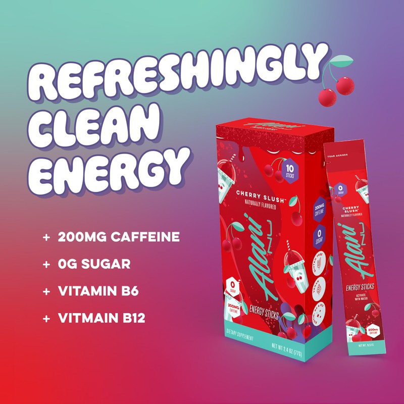 Alani Nu CHERRY SLUSH, Energy Sticks Drink Powder, 200mg Caffeine,