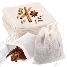 60 Pcs Drawstring Muslin Bags 4x3 Inch Reusable Empty Tea Bag for Loose Tea Natural Cotton Cheese Cloth Bag Sachet Empty Spice Bags for Filtering Cooking Soups Herbal Teas Cold Brewed Coffee