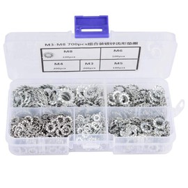 Washers Assortment of Serrated Washers 13 x 7 x 3 700 Pieces Galvanised Flap Washers Flat Set Mounting Tool M3 M4 M5 M6 M8