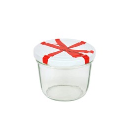 MamboCat Set of 100 Jam Jars 230 ml to 82 White Lid with Bow Decoration Including Diamant Gelierzauber Recipe Book