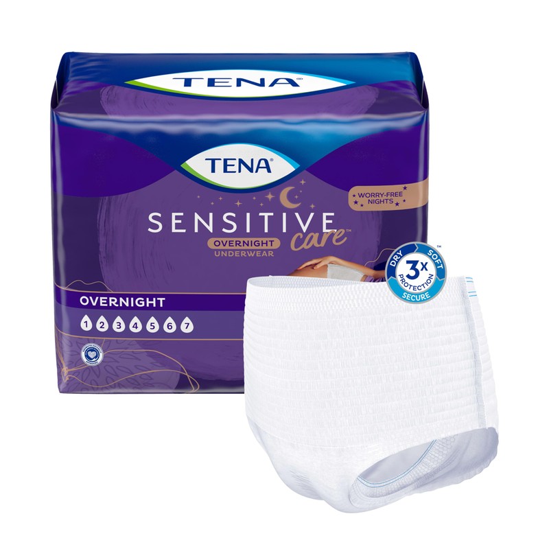 TENA Sensitive Care Overnight Incontinence Underwear for Women, XXL, 12