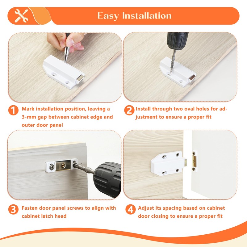 KOVOSCH 2 Pack Push to Open Door Latch, Magnetic Push