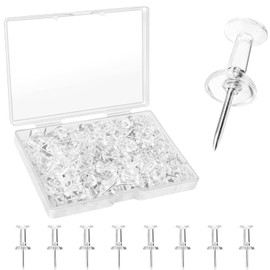 Quelcc Pack of 120 transparent drawing pins, push pins, push pins, push pins, pin board with plastic box, card nail push pins for DIY, wall cards, bulletin board