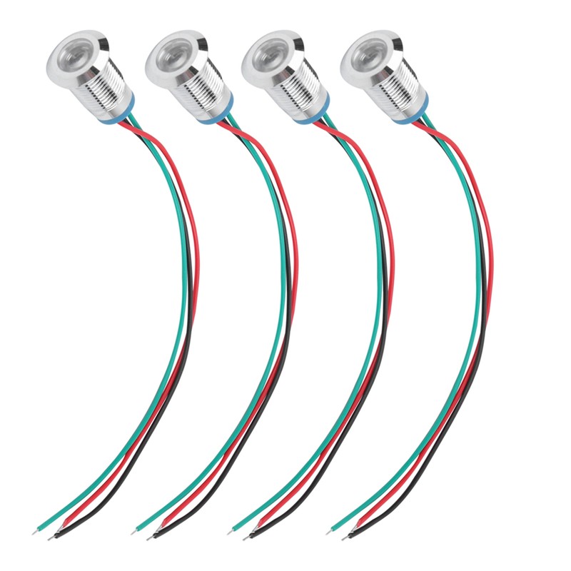 4 Sets PreWired Round LEDs Waterproof Metal 2Color Indicator Common