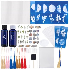 WEBEEDY 40 Sets Cyanotype Kit Include 30 Sheets A4 Paper,10 Bookmark,2 Component Sensitizer,Brush Tools and Instruction for Photographic Blueprints,Nature Sun Print Kit for DIY Arts Crafts