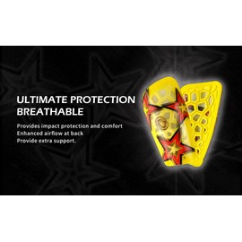 OUPOWER TeamStar Slide in Soccer Football Shin Guards for Youth Men Women Kids Boys Girls (Medium, Yellow)