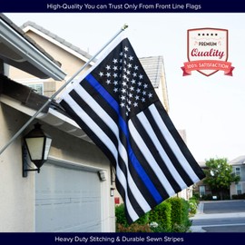 Thin Blue Line USA Flag 3x5 ft | Heavy Duty Embroidered Stars & Sewn Stripes | Brass Grommets | UV Protection | Black White Blue American Police Flag Honoring Law Enforcement Officers