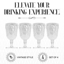 elle decor Acrylic Wine Goblets | Set of 4, 15-Ounce | Unbreakable Acrylic Wine Glasses | Reusable Plastic, Shatterproof Long Stemmed Water Glasses | Bar Drinking Cups (Clear)
