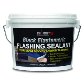 ChimneyRx 300054 Brushable Chimney Flashing Repair Sealant – Black Elastomeric Waterproof Coating Leak Protection for Chimneys, Vents & Skylights - Bonds to Shingles, Bricks, & More - 1/2 Gallon