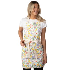 Pookie Home Premium Chef Aprons for Cooking with Pockets, Stain-Resistant Cute Aprons for Women and Men (Seasonal, Happy Bunnies)