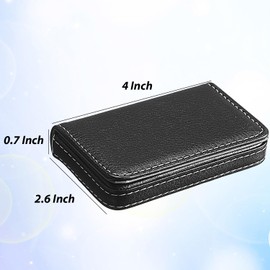 Outus 2 Pieces Business Card Holder, Business Card Wallet Leather Business Card Case Pocket Business Name Card Holder with Magnetic Shut, Credit Card ID Case Wallet (Black), Black