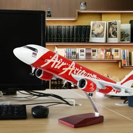 24-Hours 18” 1:80 Scale Model Airplane Air Asia A320 Plane Model with LED Light(Touch or Sound Control) for Decoration or Gift