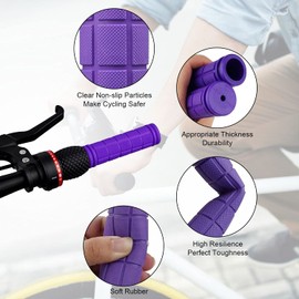 Purple Black Bicycle Grips, Non-Slip Soft Rubber Ergonomic Bicycle Grips Handlebar Grips for MTB Mountain Bike Bicycle (Purple with Tassel x 1 Pair)