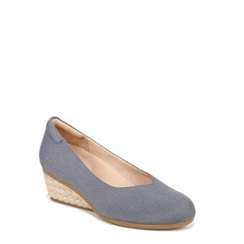 Dr. Scholl's Shoes Womens Be Ready Wedge Pumps Oxide Blue Canvas 10 M