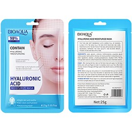 BIOAQUA Hyaluronic Acid Facial Mask 98% Dense Moisturizing Sooth Hydrates Repair Face Skin 5x25g / 0.95fl.oz