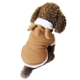 Mogoko Dog Cat Christmas Reindeer Costume, Funny Pet Elk Cosplay Dress, Puppy Fleece Outfits Warm Hoodie Xmas Apparel Clothes (S Size)