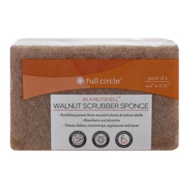 UD_Full Circle Home 6-2 Count Set of Spring Walnut Scrubber Sponges & Scouring Pads Natural Shell