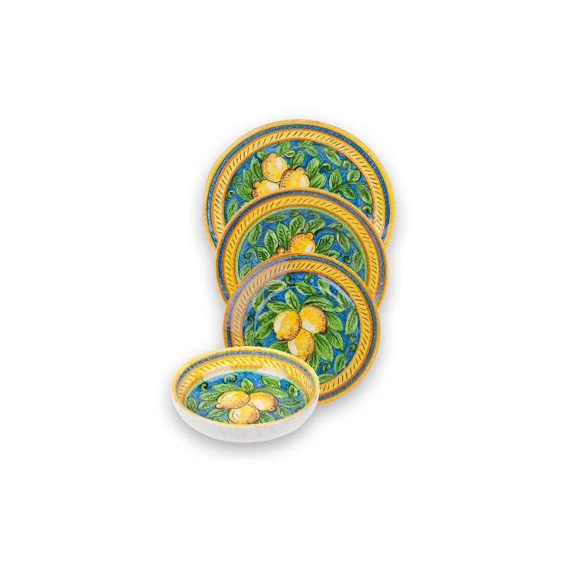 Umbria Hand Painted Limone Ceramic Pasta Bowl from Italy