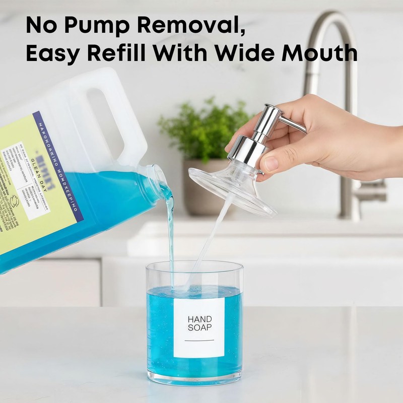 Clear Acrylic Soap Dispensers Set with Rust Proof Pumps and