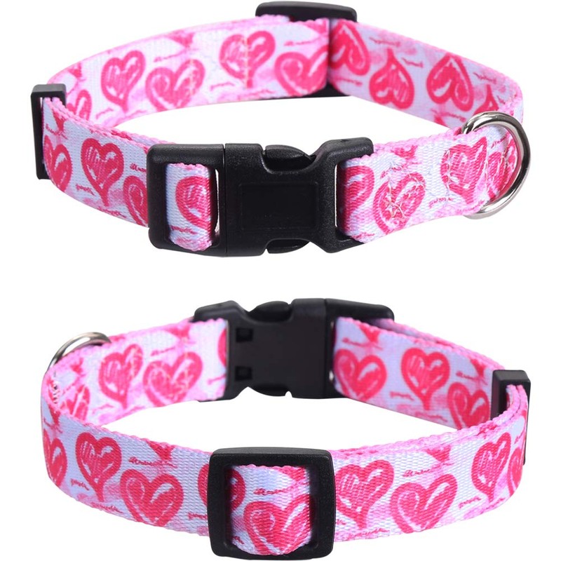 2 Pack Valentine's Day Dog Collar Adjustable Love Heart Small