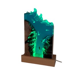 DiscoverSharks Hammerhead LED Ocean Night Light - Recycled Resin Ocean Lamp - Office, Desk, Bathroom or Bedroom Night lamp. Shark Night Light. (Hammerhead Shark)