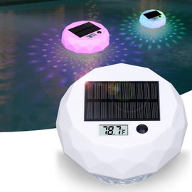 Pool Thermometer Floating Large Backlit LCD for Easy Read,Digital Pool Temperature Thermometer Dynamic RGB Light,Solar Powerd Thermometers Waterproof Design for Above Ground Swimming Pools and Spa