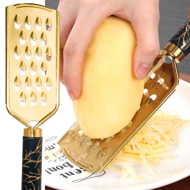 Professional Cheese Grater, Gold Stainless Steel Cheese Grater Handheld, Grater
